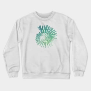 Nautilus Shell Design in Blue and Green Paint Strokes Pattern Crewneck Sweatshirt